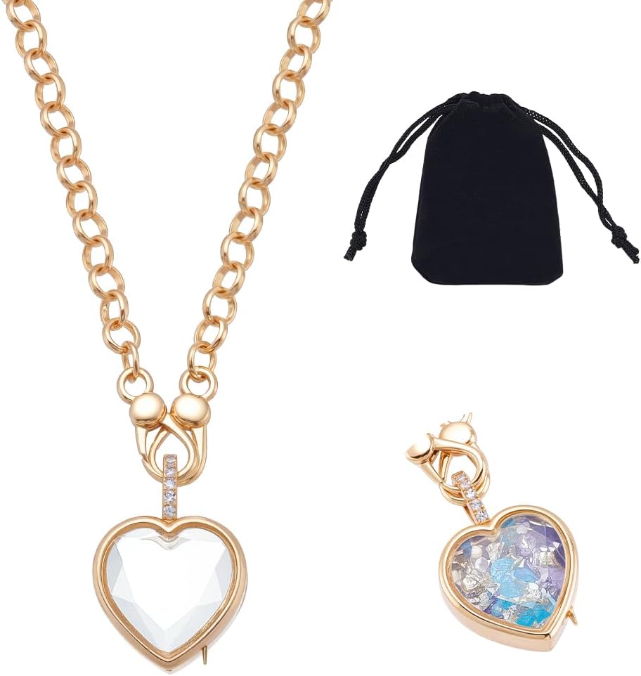 NBEADS Locket Pendant Necklaces, Memory Locket Charms Brass Floating Memory Necklace