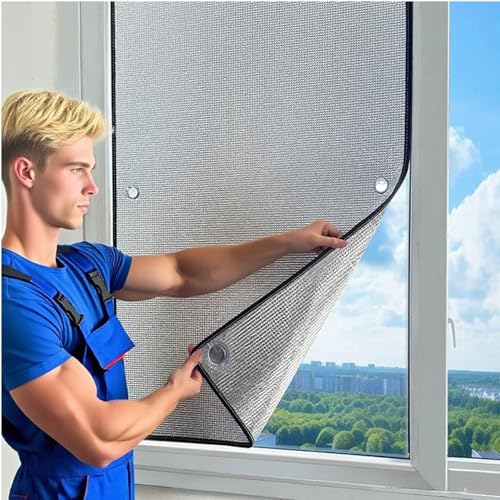Película de Aislamiento térmico for Ventanas, lámina de Aluminio de 9 mm con protección Solar, Tintada, sin Pegamento, con protección UV, película Opaca antirreflejos con ventosas.