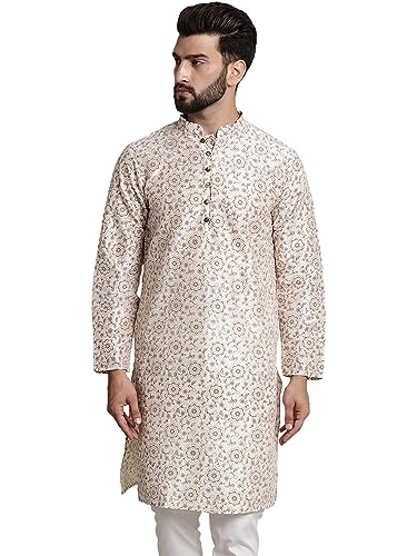 Image of SOJANYA Men's Silk Blend Kurta with Paisley Design