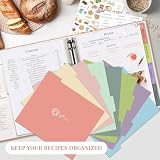 Lanpn Segregator z przepisami 8,5 x 11, zestaw 3 pierścieni, wodoodporny organizer na książki z przepisami, pusta książka kucharska z 60 plastikowymi rękawami, 116 przepisów, przekładek, etykiet i