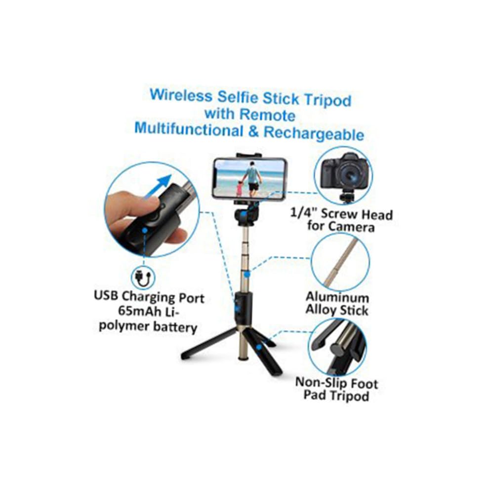 Palo selfie trípode con mando a distancia bluetooth para móviles con brazo extensible ajustable 7