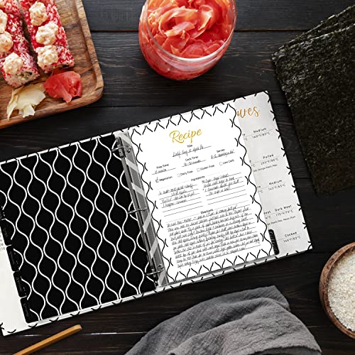 Primis3 11.4 X 11.8 X 2.28 Inch 3 Ring Recipe Binder Kit - Recipe Organizer Binder With 30 Recipe Cards, 30 Recipe Page Protectors, 6 Category Tab Dividers (Wave) #TOP6