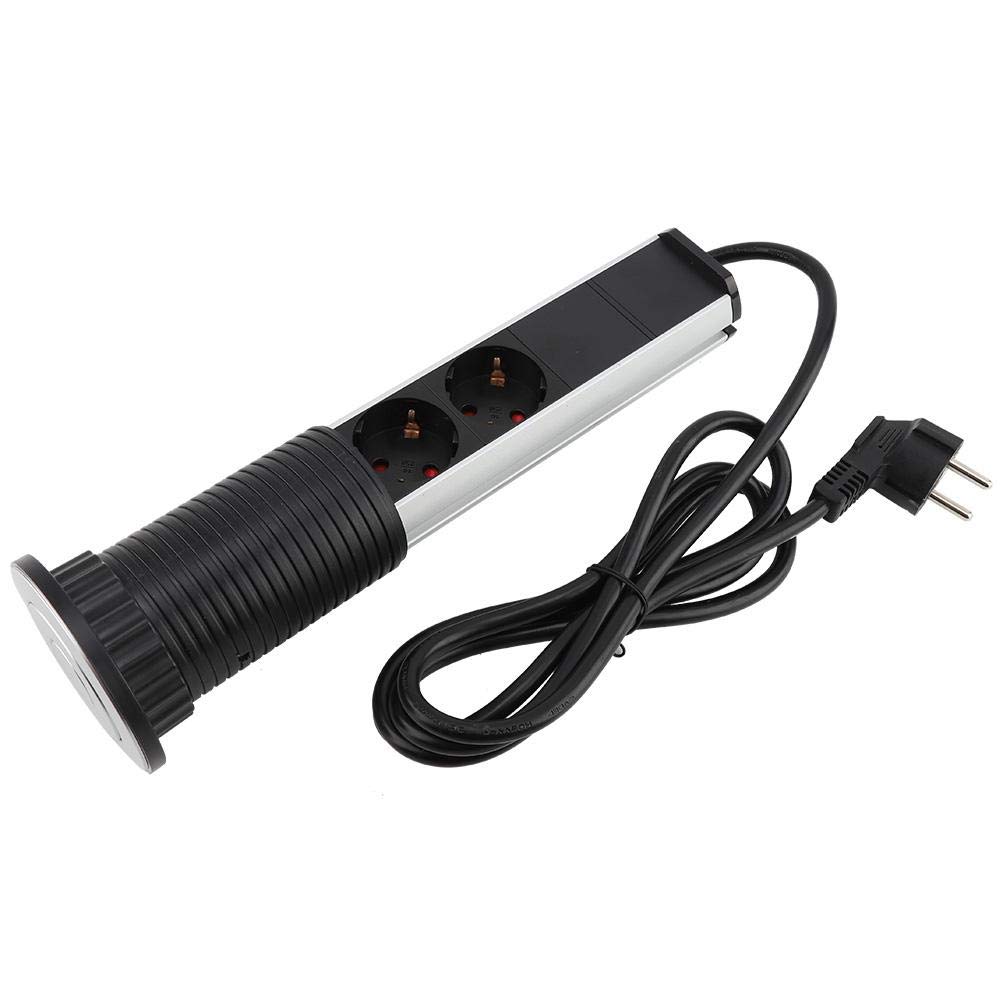 Presa a scomparsa, presa da tavolo USB, presa multipla da incasso, con 3 prese e 2 USB, per piano di lavoro