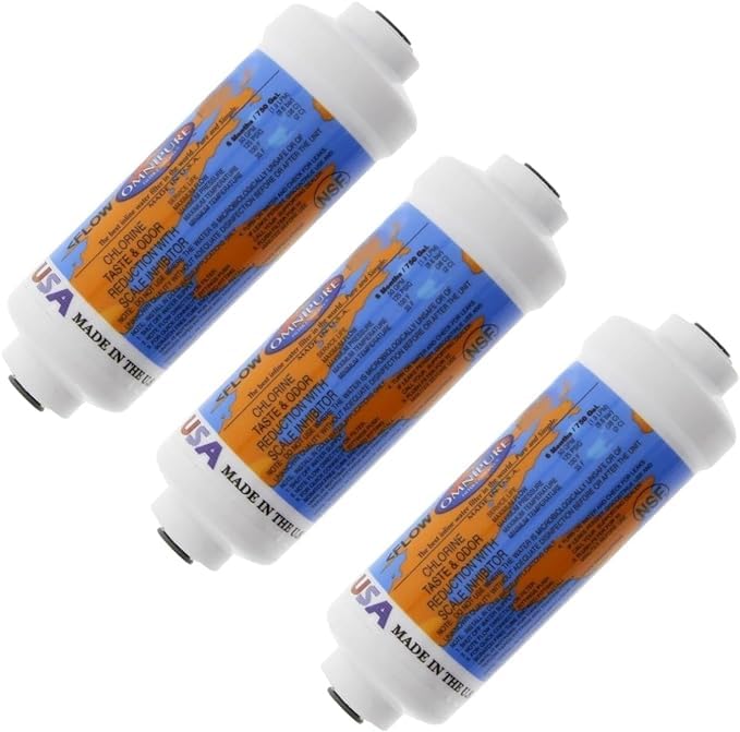 6" x 2" GAC with 0.25 lb of KDF-55 Inline Filter 1/4" FPT 3 Pack
