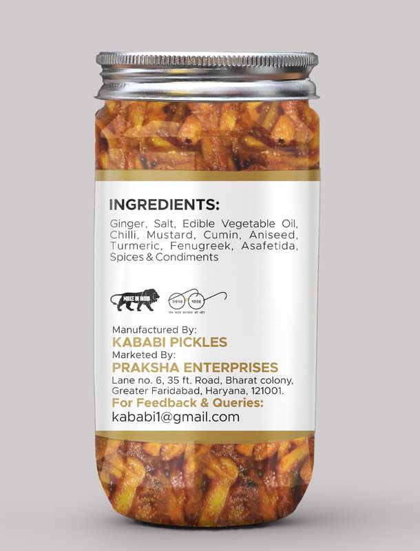 Miniatura 3 de Punjabi Ginger Pickle - Jengibre fresco caseroAdrak Ka Aachar (400G) - Receta de la madre  Pepinillo orgánico del norte de la India  Pepinillo de