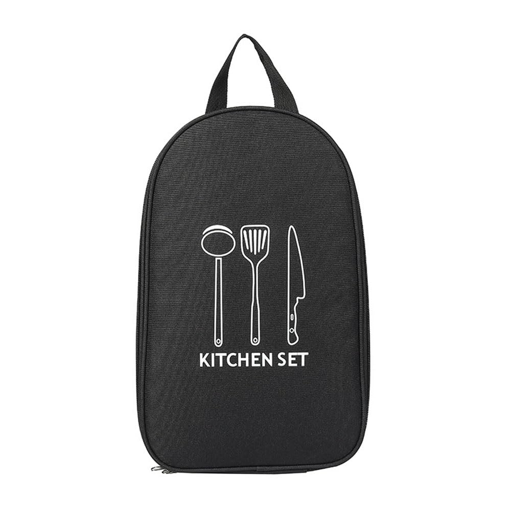 Hosoncovy Portable Camping Cookware Utensils Tableware Organizer Bag Picnic Barbecue Travel Cutlery Storage Case for Outdoor Hiking Picnic,Empty Bag Only (Black)