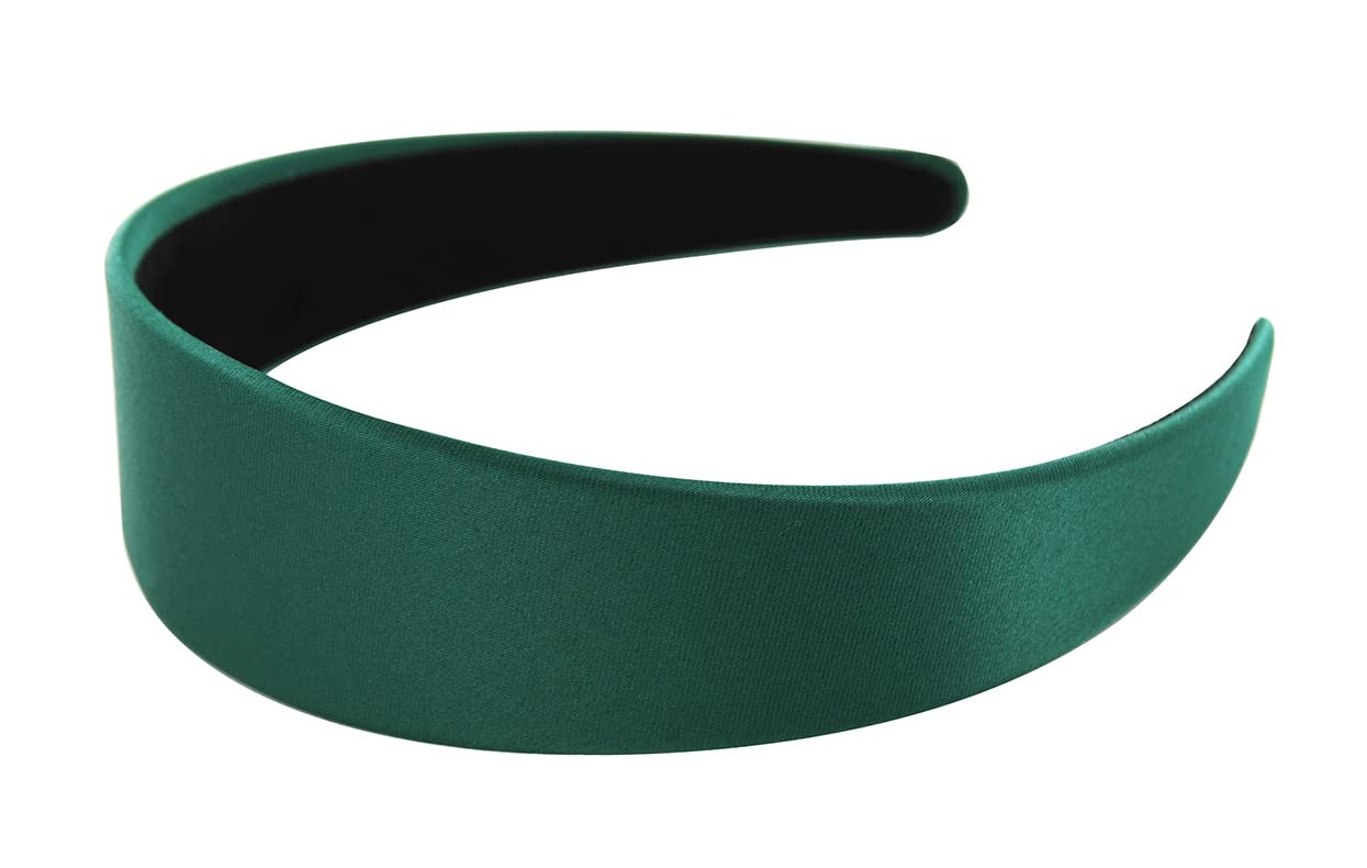 axy Wide Headband with Satin Covered Women's Hair Band Vintage Classic Look Hairband Headband HRK1 (Green) - Image 3