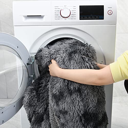 Homore Soft Fluffy Blanket Fuzzy Tie Dye Sherpa Plush Cozy Faux Fur Throw Blankets For Bed Couch Sofa Chair Decorative, 60''X80'' Dark Gray #TOP5