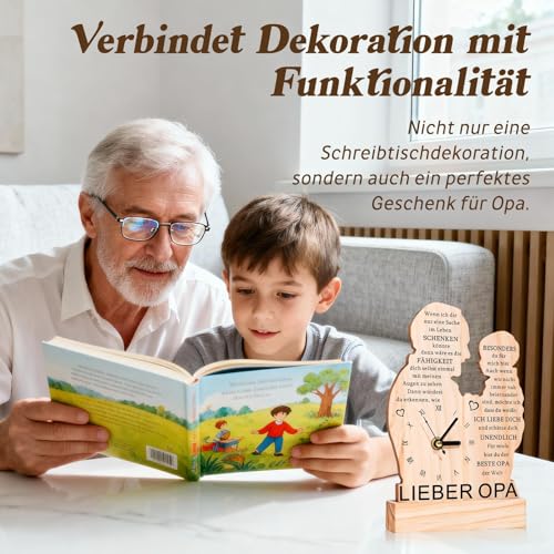 CheriGift Geschenke für Opa zum Vatertag, Silhouette Holzuhr Geschenke, Opa Geburtstag Geschenk, Bedeutungsvolles Andenken, DIY-Uhr Geschenk zum Weihnachten, Erntedankfest