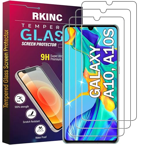 RKINC 3 Stück, Panzerglas Schutz Glas für Samsung Galaxy A10 (SM-A105F), A10S, M10, Panzer HD Displayschutzfolie, 0,33 mm kratzfest, splitterfrei, blasenfrei, lebenslangeGarantie
