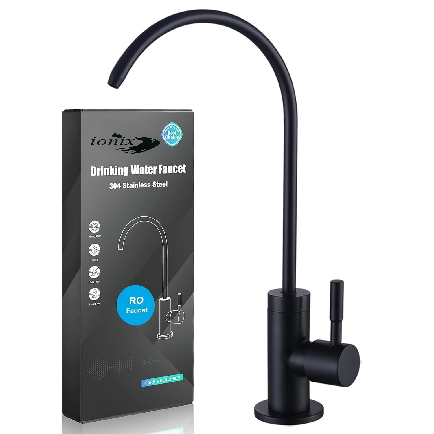 Ionix Tap Kitchen Water Filter Faucet, 100% Lead-Free Drinking Water Faucet Stainless Steel 304 Body Brushed Nickel Finish (Black color). (B0D2WBSM7K) Amazon Price History, Amazon Price Tracker