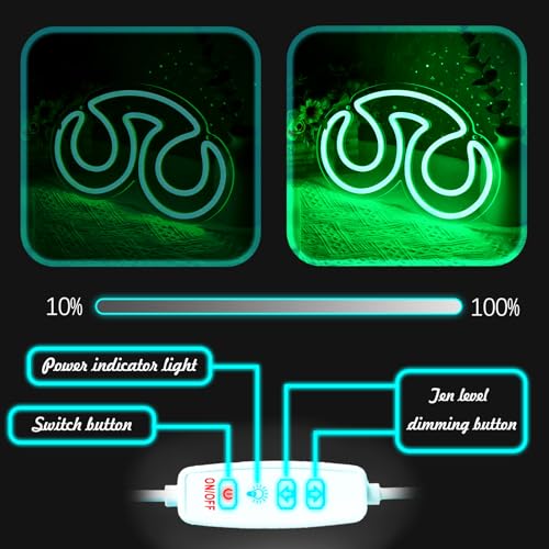 Image of Gaming Scholar Neon Sign for Wall Decor, 12.8 inch x 7.8 inch, Line Length 75 inch, Dimmable, USB Powered, Green Neon Light for Bedroom, Game Room, Birthday Decorations