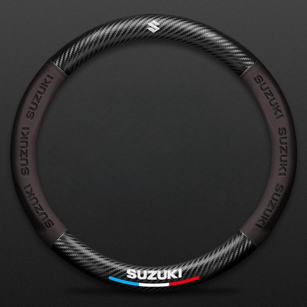 Car Steering Wheel Cover for Suzuki Jimny 5-door 2023-2025,Microfiber+Napa Leather Automotive Steering Wheel Protector Comfort Grip Anti-slip Breathable with Car Logo Emblem Interior Accessories
