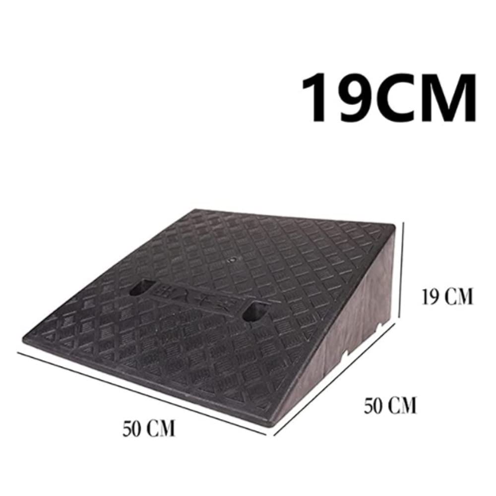 ZJIEX Rampa di Soglia in Gomma, Rampa per Marciapiede da Altezza 3-19cm, Rampa per Sedia A Rotelle, Rampa di Carico per Impieghi Gravosi, ​Auto, Scooter, Bici (Color : Black, Size : 50x50x19cm)