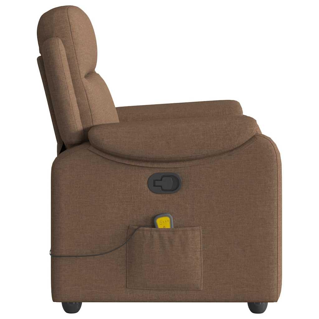 Sillón reclinable con Masaje de Tela marrón, Sillón Relax Reclinable