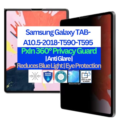 Image of Pxin Tablet Privacy Guard compatible with Samsung Galaxy TAB-A10.5-2018-T590-T595 | Privacy screen protector | Anti Glare | Anti Spy | Reduces blue light | Scratches self healing | Eye Protection