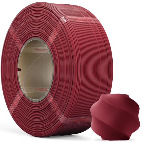 MarsWork Matte Burgundy PLA Refill Filament 1kg (2.2lbs) for Reusable Spools 1.75mm Spool-Less 3D Printing Filament Compatible with Bambu Lab 3D Printers