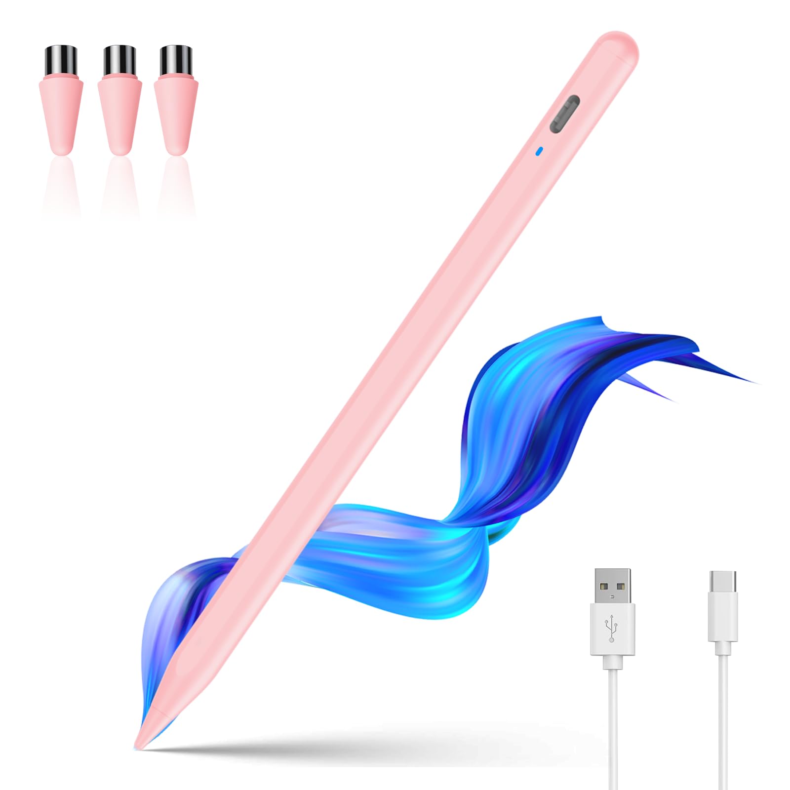 Lápiz capacitivo activo para pantallas táctiles con diseño magnético, recargable, universal, lápiz capacitivo de punta fina para iPad Pro/Air/Mini/iPhone/iOS/Android/tabletas, escritura y