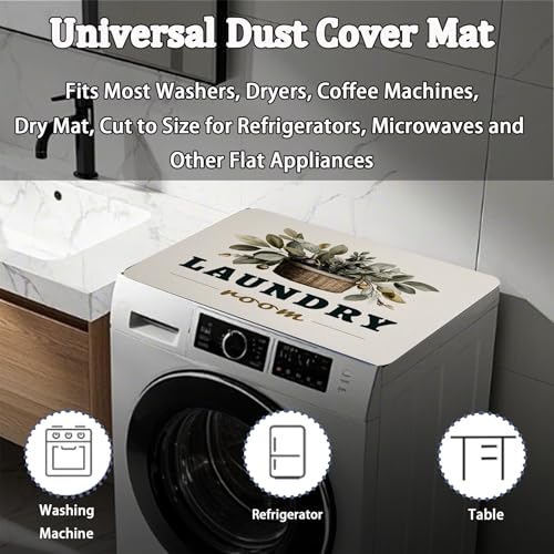Image of Washer Dryer Top Cover Mat, Non-Slip Laundry Room Decor, Laundry Room Kitchen Appliance Decor Protector Universal 23.6 inchx19.7 inch (Laundry Room)
