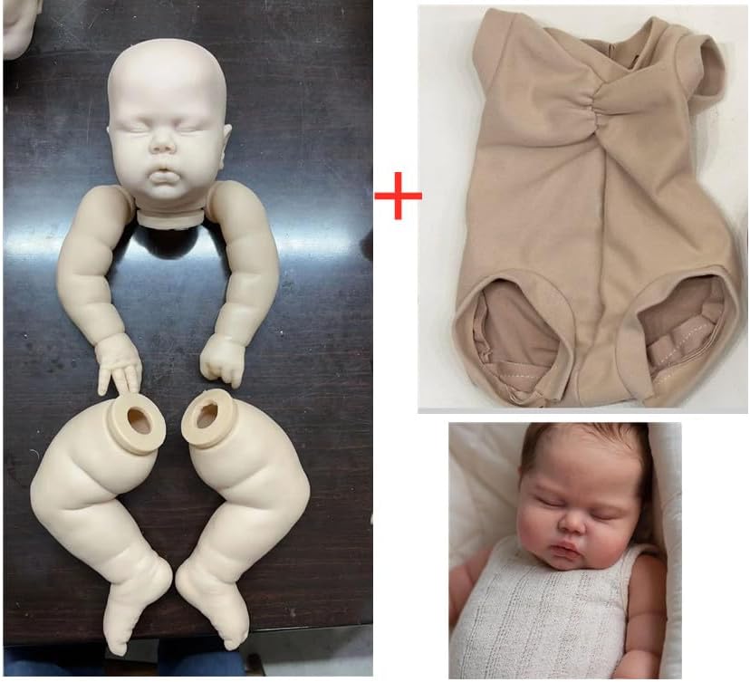 Angelbaby 24Inch Big Life Size Reborn Doll Kit Unpained Silicone Vinyl Mold Sets Fresh Color Doll Making Parts with Cloth Body Unfinished Reborn Baby DIY