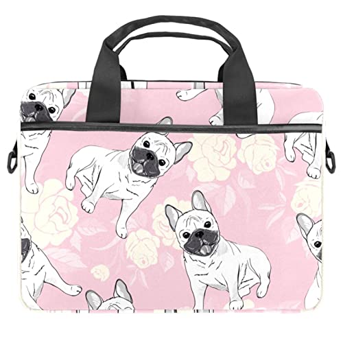 Sac ordinateur 13 pouces imprimé planètes colorées et carlin blanc rose