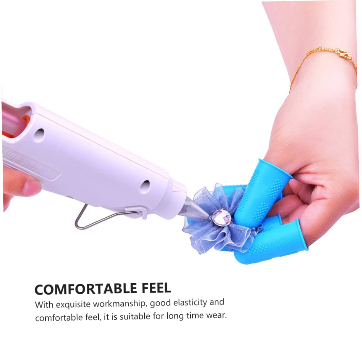 HAWILLOSCH Silicone Finger Protectors 12 Pcs Blue Finger Guards Anti-Skid Thimble Comfortable and Wear Resistant