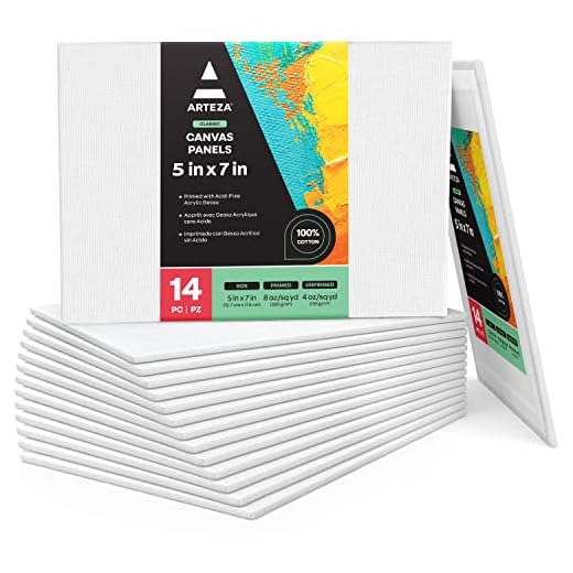 Blank Canvas Duk 13x18 Cm (5"X7") Från Arteza, 14-Pack, Grundmålad, 100% Bomull För Akrylmålningar, Oljemålningar Och Annan Våt Konst, Canvas Dukar För Professionella Konstnärer, Hobby Målare & Nybörjare.