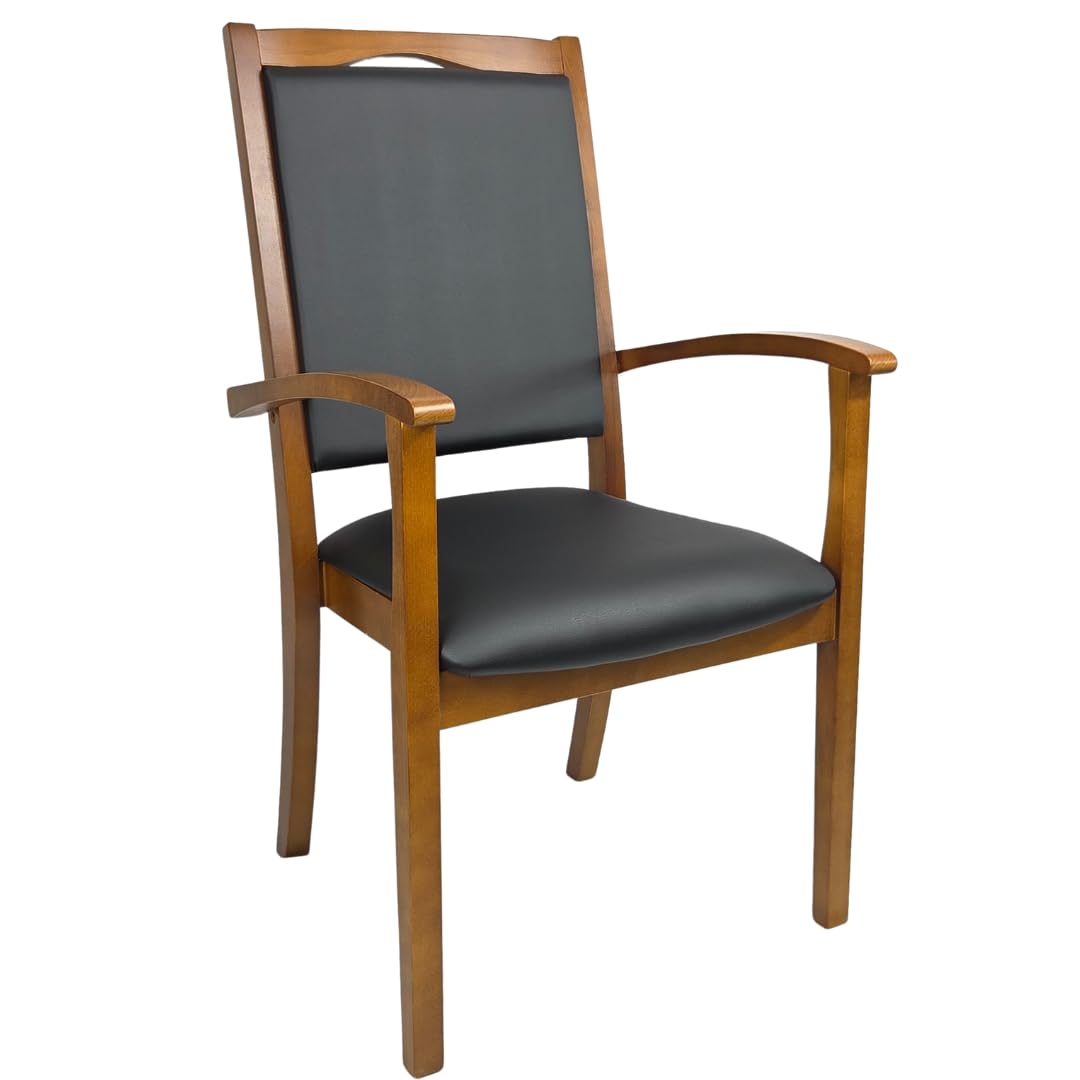 Seniorenstuhl Alexander Hochlehner Rustikal mit Armlehnen – Pflegestuhl, gepolstert, ergonomisch, fertig montiert, für Senioren, Pflege & Praxis (Polyster, Kariba Bordeaux)