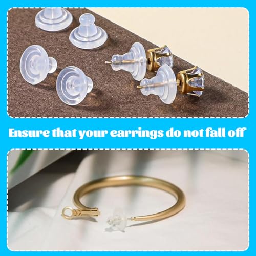 JRYXDS 12 Stück Hypoallergener Silikon-Ersatz Für Ohrstecker/Hängende Ohren Ohrring Stopper Ohrstecker Schnalle Hypoallergener Silikon-Ersatz