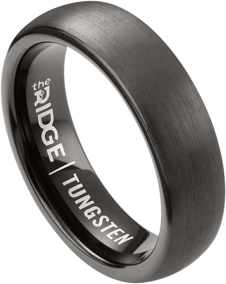 The Ridge Tungsten Rings For Men - Mens Wedding Band - Strong, Durable and Scratch-Resistant Rounded 6mm Ring With Silicone Band