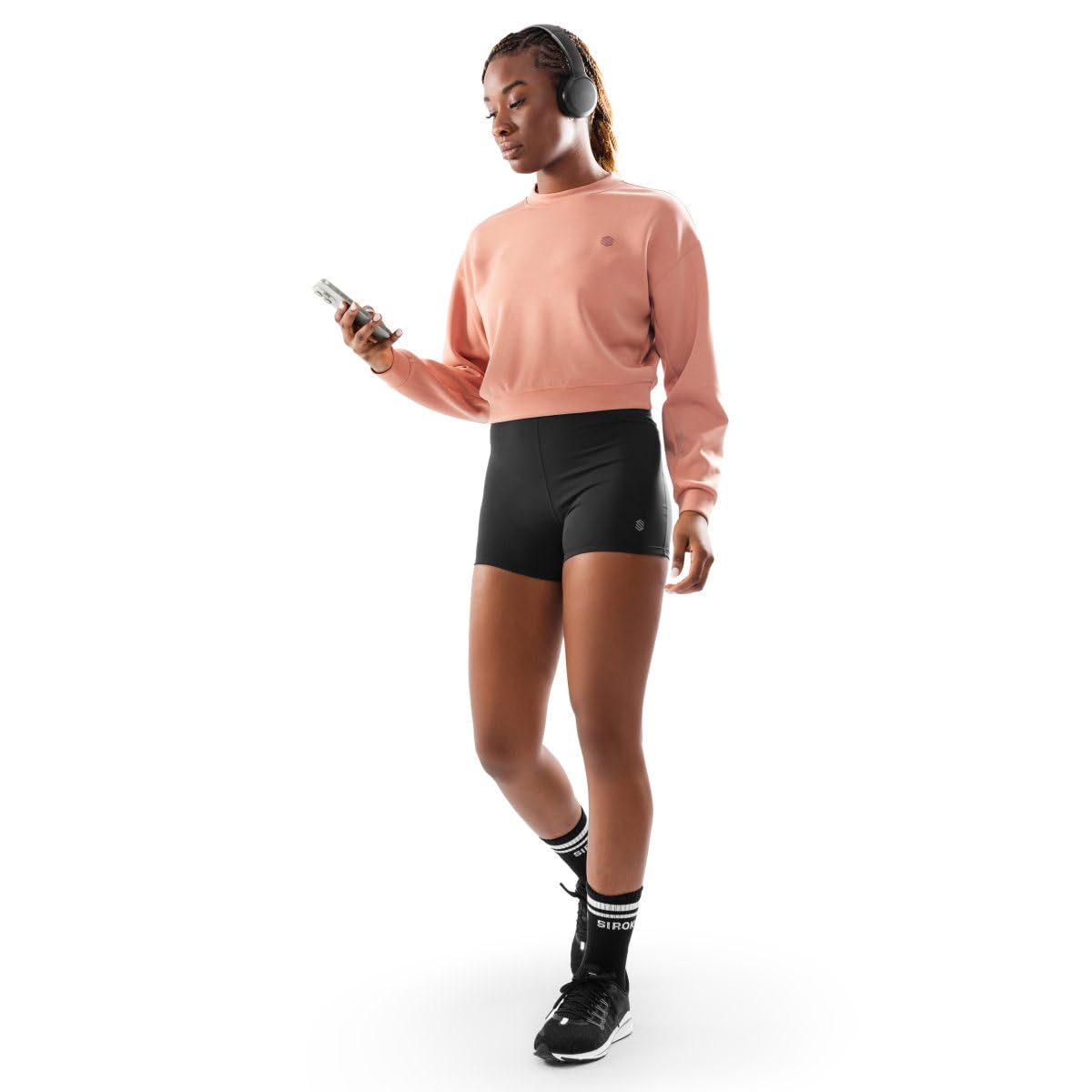 SIROKO Bluza z kapturem Crop Fitness Pinnacle Coral
