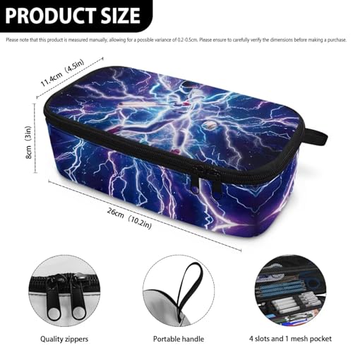 Image of Baseball Player Print Kids Pencil Pouch for Boys Girls Cool Lightning Pencil Case with Smooth Zipper, Back to School Essential
