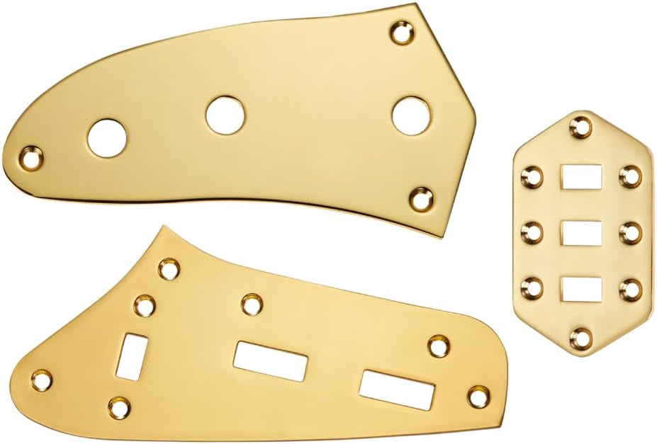 KAISH Upper Control Plate Volume/Tone Lower Control Plate Pickup Selector Switch Plate for Jaguar Guitars Gold