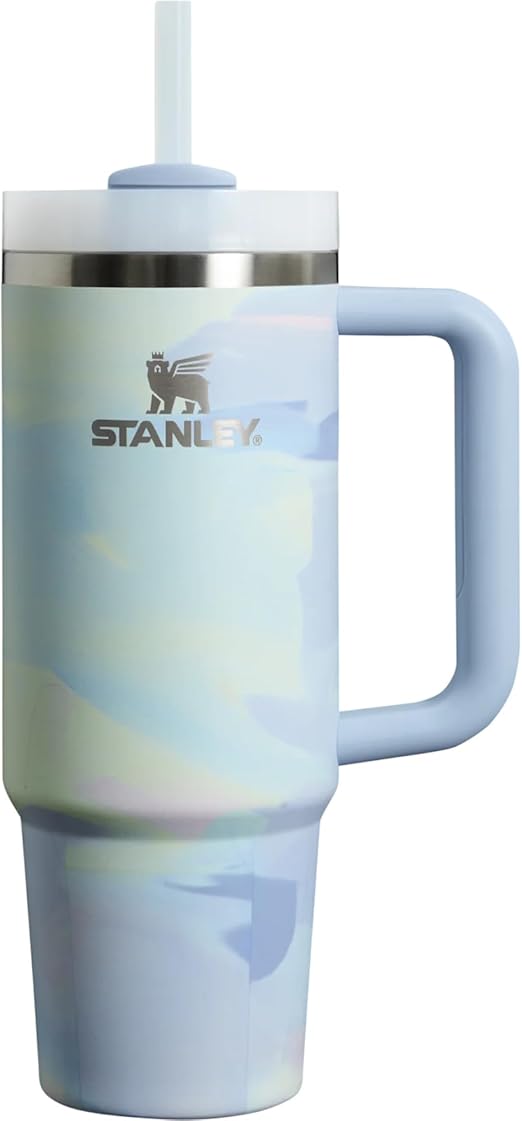 STANLEY Quencher H2.0 FlowState Stainless Steel Vacuum Insulated Tumbler with Lid and Straw for Water, Iced Tea or Coffee (Cool Serene Brushstroke, 30 oz)