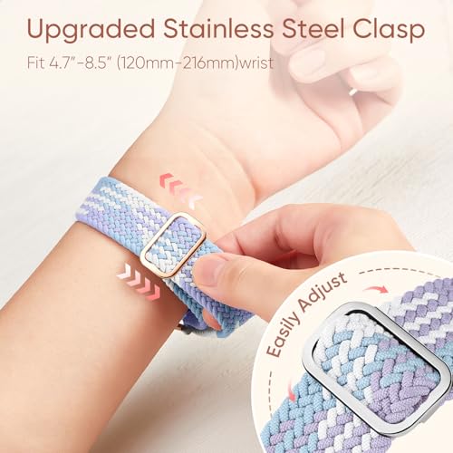 Image of Braided Stretchy Band Compatible with Apple Watch 40mm 41mm 42mm 38mm 44mm 45mm 46mm 49mm Women Men, Breathable Adjustable Nylon Sport Solo Loop Strap for iWatch Series 11 10 9 8 7 6 5 4 3 SE /Ultra 2