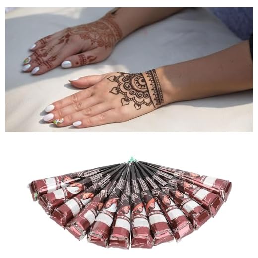 Dioche 12 UNIDS Conos de Pasta de Tatuaje Temporal Marrón India Mano Pintura de Arte DIY Pasta de Dibujo que Dura de 5 a 7 Días Kit de Tatuajes Temporales para Mujeres Hombres Niños