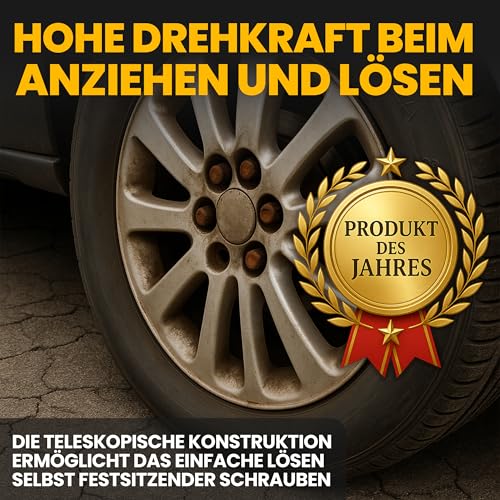 Retoo Radschlüssel Radmutternschlüssel Teleskop Antrieb 17/19mm und 21/23mm Reifenschlüssel Rutschfest Steckschlüssel für Reifenwechsel