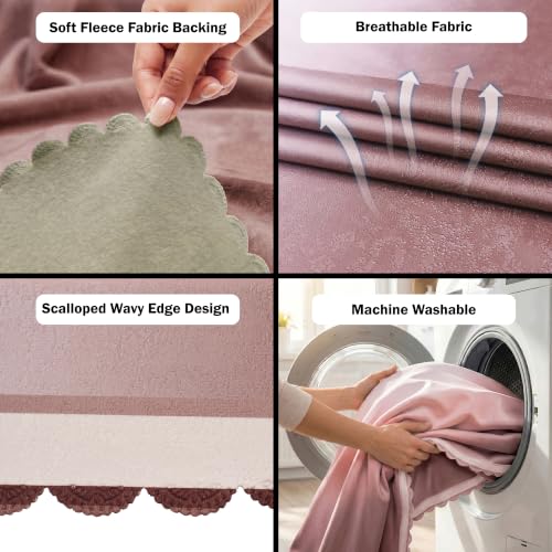 Image of Story@Home Velvet Sofa Cover 5 Seater Fully Covered | Sofa Cover 3 1 1 Seater Full Set - Sofa Mat with Sofa Back Covers and ArmRest Covers | Specially for 3+1+1 Configuration - Dusty Coral Palette