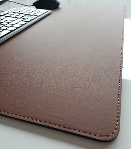 Schreibtischunterlage sanft lux Leder 90 x 50 Braun mit Braune Naht Cover