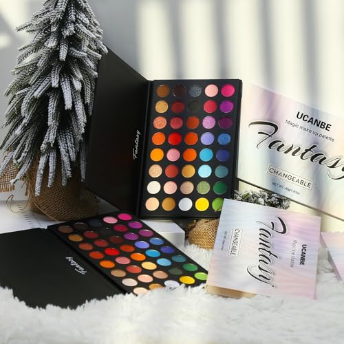 UCANBE Highly Pigmented Eye Makeup Palette, Matte Shimmer Metallic Eyeshadow Pallet Long Lasting Blendable Natural Colors Make Up Eye Shadows Cosmetics Gift Kit