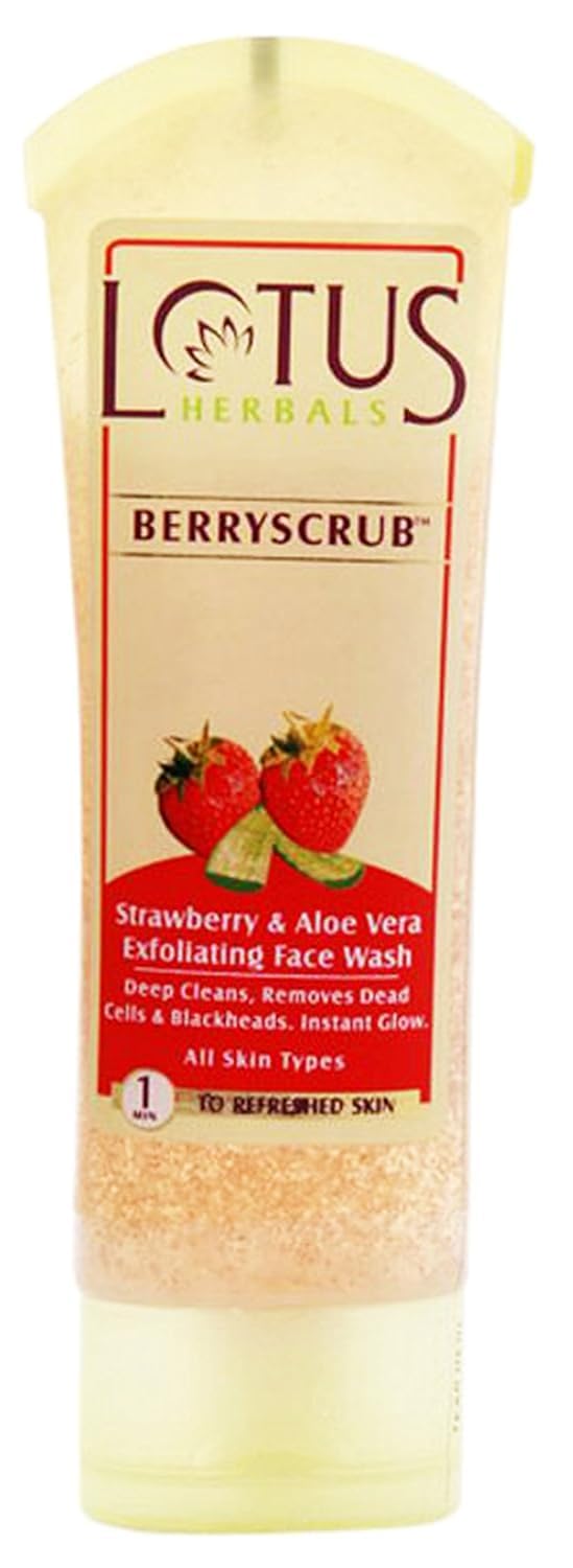 LotUS Herbals Berry Scrub Strawberry And Aloe Vera Exfoliating Face Wash, 120G