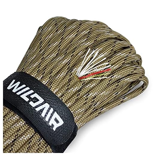 WILDAIR Paracorde de survie 4 en 1 de type militaire américain de type III avec ligne de pêche intégrée, allume-feu (camouflage désert, 30,5 m)