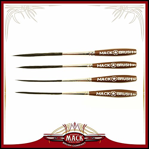 Set of 4 Sizes 000-2 Series Long Bob Pinstriping Scrolling Brush Black Synthetic