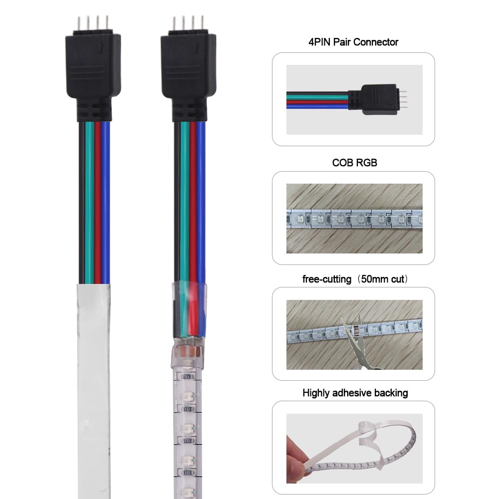 KISUFU Tira de LED COB USB RGB 5V, WiFi Tira de luces LED 180 LEDs/M Super Brillante USB Strip Light para decoraciones de fiestas Hogar DIY.