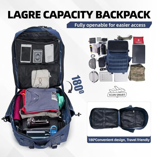 Image of gracedon Tactical Backpack - Military Molle Bag 3 Days Pack for men and Women Large Assault Rucksack 45L (Navy)