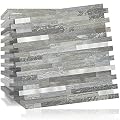 DICOFUN 10-Sheet Peel and Stick Backsplash Wall Tile, PVC Kitchen Backsplash Peel and Stick in Distressed Wood, 9.4 sq.ft