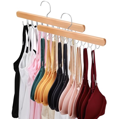 NECAMOCU 2 Pack Bra Hanger for Closet Organizer, Premium Wooden...