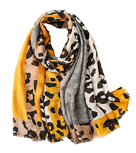 FAIRYGATE Schals & Tücher für Damen Halstuch Damen Großer Schal Tiermuster Musselin Tuch für Mädchen Braun Leopardenmuster Schals & Tücher für Damen 81016