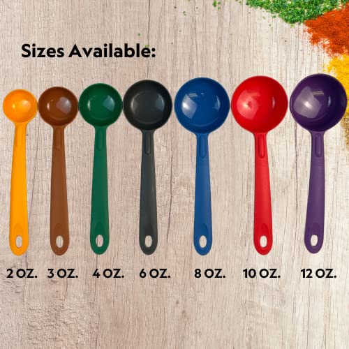 Image of Cook's Rite-Size 10 oz. Solid Round Circle Server Portion Utensil, Copolymer Plastic Heat Resistant Professional Cooking Tool, Red