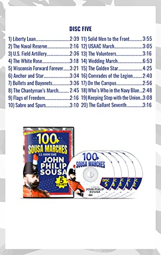 100+ Sousa Marches - 5 Cd Box Set - John Philip Sousa - U.s. Marine Band - New Digital Recordings Inc. “The Washington Post” “Stars & Stripes Forever” “Liberty Bell” "Semper Fedelis" - American Patriotic Music #TOP7